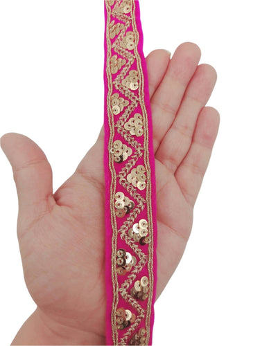 Velvet Fabric Embroidered Trim Sequins Lace Sewing Trimming Sari Trim Indian Border, Sequinned Border, Trim by 9 Yards